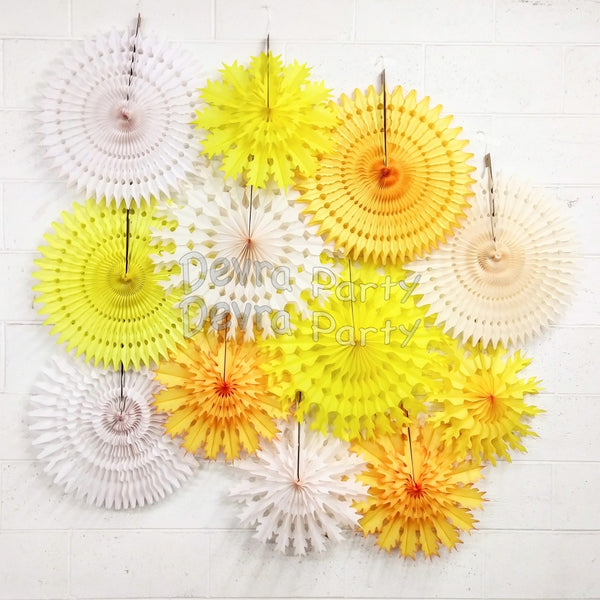 10-Piece Yellow Tissue Paper Snowflake Kit