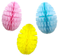 3-Pack 16 Inch Honeycomb Easter Egg Decoration - MULTIPLE COLORS - SOLID