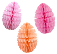 3-Pack 16 Inch Honeycomb Easter Egg Decoration - MULTIPLE COLORS - SOLID