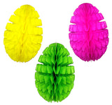 3-Pack 16 Inch Honeycomb Easter Egg Decoration - MULTIPLE COLORS - SOLID