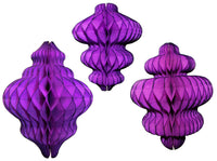 Set of 3 Honeycomb Ornaments (8 inch, 10 inch, 11 inch) - MULTIPLE COLORS
