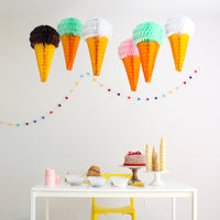 20 Inch Ice Cream Honeycomb Decorations - Set of 6