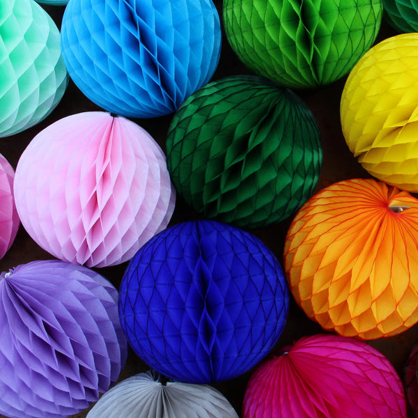 Small 8 Inch Honeycomb Balls (3-Pack) - Solid Colors
