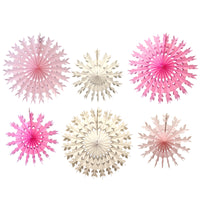 6-Piece Tissue Paper Snowflake Decorations, Pink Mix (15-22 Inch)