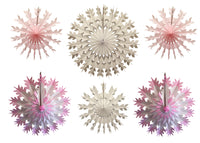 Set of 6 Tissue Paper Snowflakes - 15, 19, 22 Inch - MULTIPLE COLOR OPTIONS