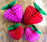 Red Cerise Strawberry Decorations - 8-10 Inches - Set of 4
