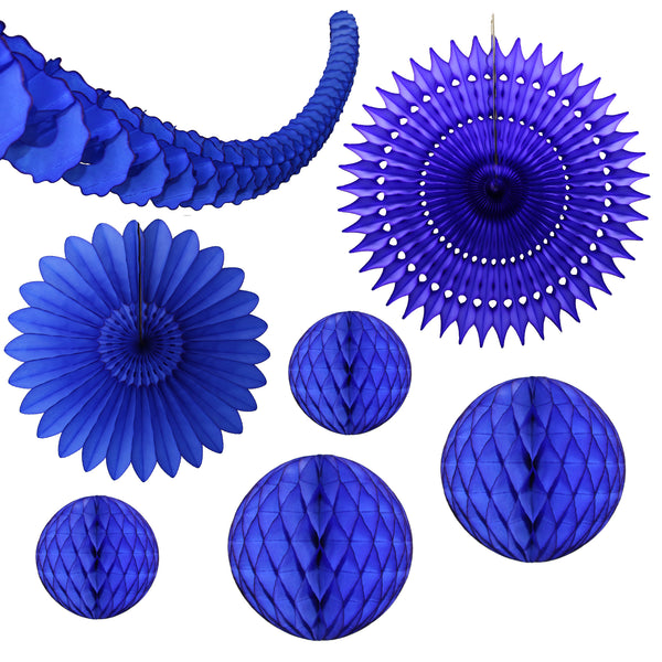 7-Piece Dark Blue Honeycomb Decoration Set
