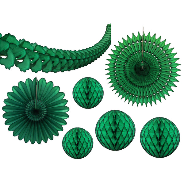 7-Piece Dark Green Honeycomb Decoration Set