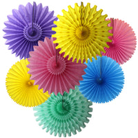 7-Piece Set of Unicorn Pastel Tissue Paper Fans, 13 & 18 Inches