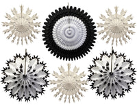 Set of 6 Tissue Paper Snowflakes - 15, 19, 22 Inch - MULTIPLE COLOR OPTIONS