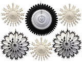 Set of 6 Tissue Paper Snowflakes - 15, 19, 22 Inch - MULTIPLE COLOR OPTIONS
