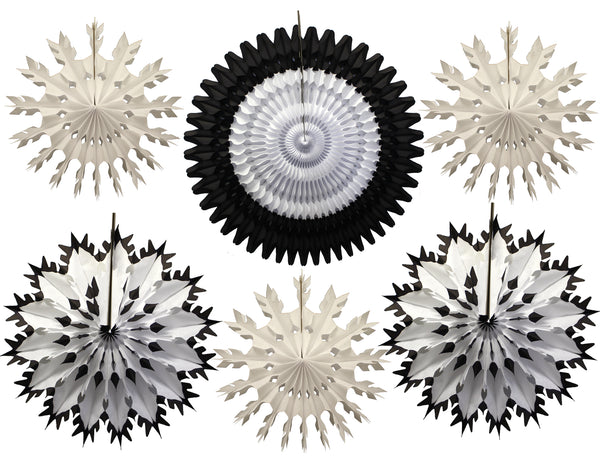 Set of 6 Tissue Paper Snowflakes - 15, 19, 22 Inch - MULTIPLE COLOR OPTIONS