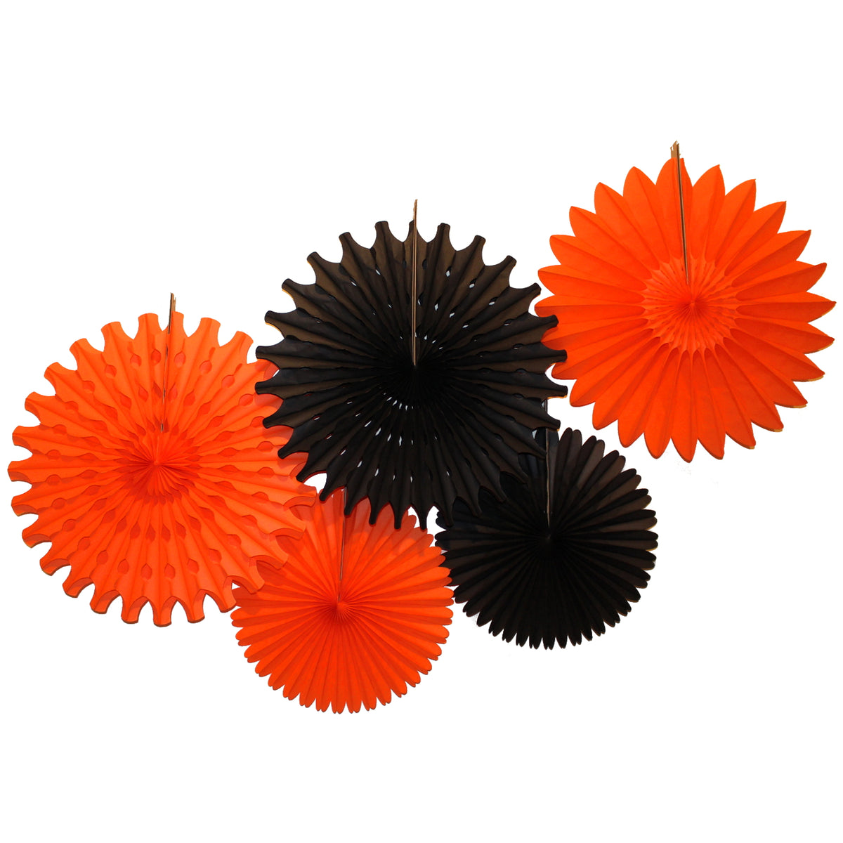 Tissue Paper Fans, 13 & 18 Inches, Halloween Black & Orange, 5-Piece ...