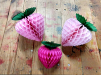 Red Pink Strawberry Decorations - 8-10 Inches - Set of 4
