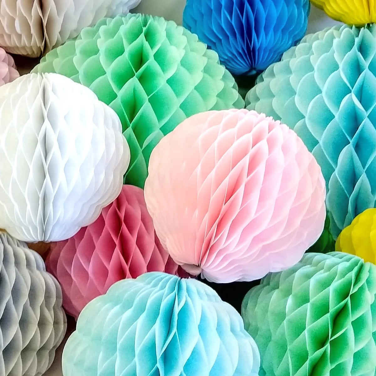 Small 8 Inch Honeycomb Scallop Ball Decoration (3-pack), Solid Colors ...