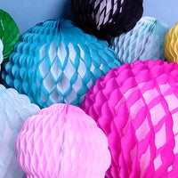 Small 8 Inch Honeycomb Puff Balls (3-Pack) - White Center