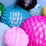 Small 8 Inch Honeycomb Puff Balls (3-Pack) - White Center