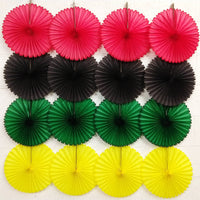 4-Piece Kwanzaa Themed Solid 13 Inch Tissue Fans