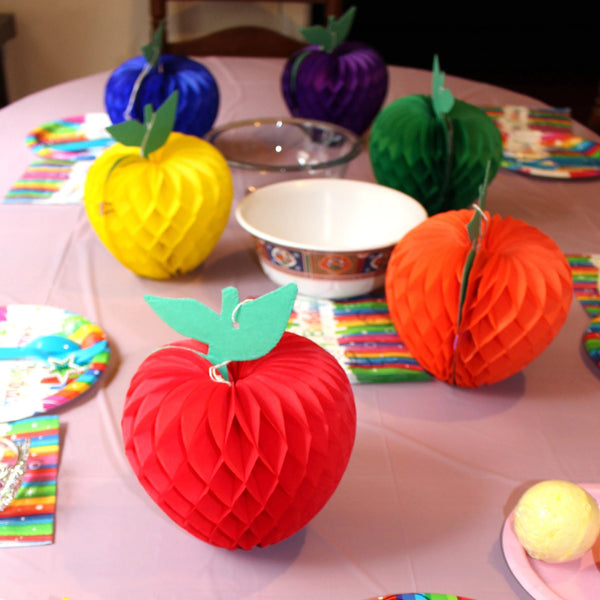 Rainbow Themed 7 Inch Apple Decorations (6-Piece)