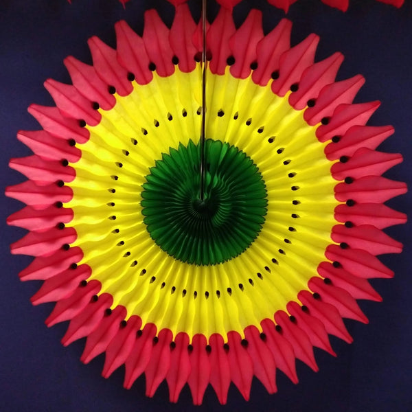 3-Pack 21 Inch Rasta Tissue Fan Decoration