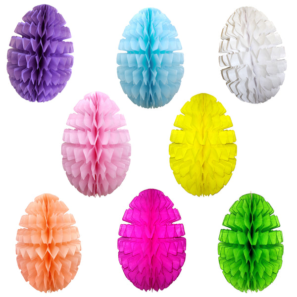 3-Pack 16 Inch Honeycomb Easter Egg Decoration - MULTIPLE COLORS - SOLID