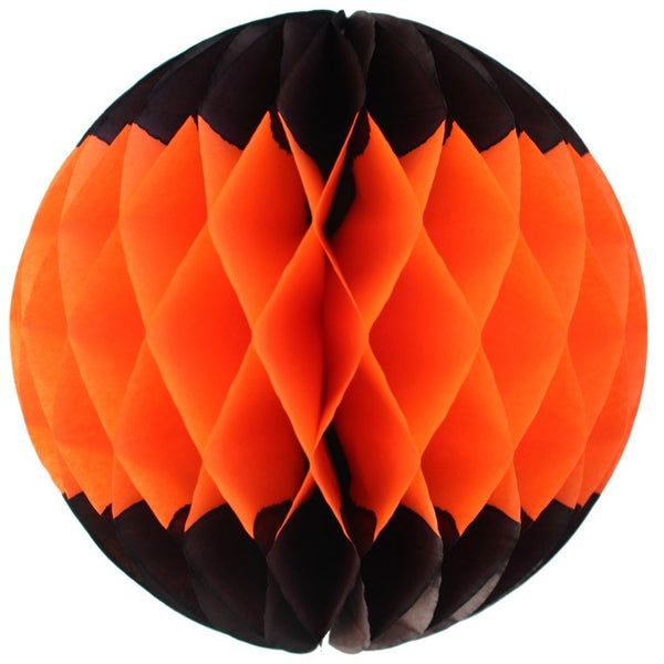 Halloween Black & Orange Honeycomb Balls, 3-Pack (Assorted Sizes)