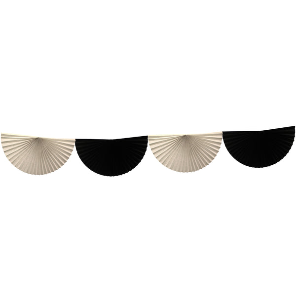 10 Foot Black & White Bunting Garland (Solid Scallops)