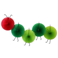 5-Fan Set of Caterpillar Themed 13 Inch Party Fans