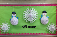 5-Piece Winter Mix Snowflakes, White and Blue (15, 22 Inch)