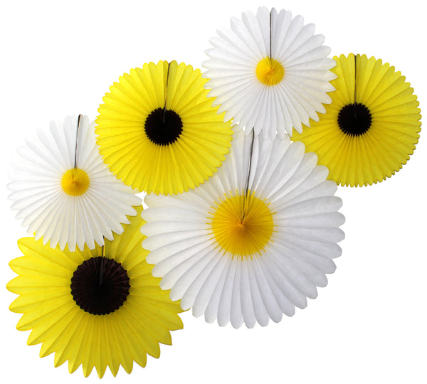 Set of 6 Sunflower & Daisy Fans - 13, 18, 20 Inch