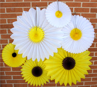 Sunflower Tissue Fans - 6-pack - MULTIPLE SIZES