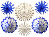 Set of 6 Tissue Paper Snowflakes - 15, 19, 22 Inch - MULTIPLE COLOR OPTIONS