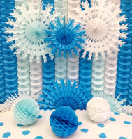 5-Piece Winter Mix Snowflakes, White and Blue (15, 22 Inch)