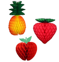 7-Piece Assorted Honeycomb Fruit Decorations, 7-13 Inches