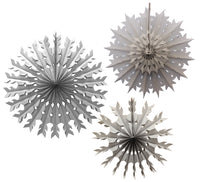 3-Piece Tissue Paper Snowflakes - 15, 19, 22 inch - MULTIPLE COLOR OPTIONS