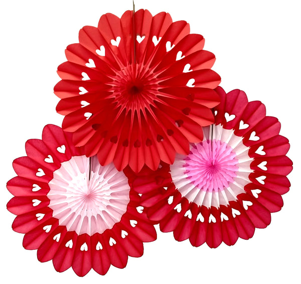 3-Pack 27 Inch Valentine's Heart Fanbursts - MULTIPLE OPTIONS