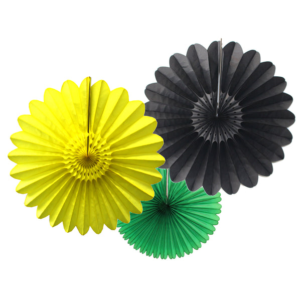 3-Piece Jamaican Tissue Paper Fans - 13 & 18 Inch