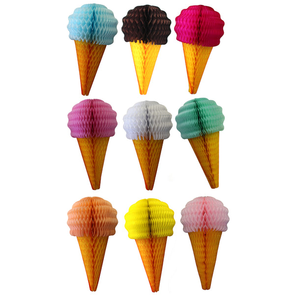 20 Inch Ice Cream Honeycomb Decoration - 3-Pack - ALL COLORS