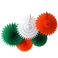 5-Piece Tissue Paper Fans, 13 & 18 Inches - Irish Flag - Green White Orange