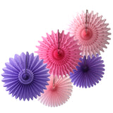 5-Piece Tissue Paper Fans, 13 & 18 Inches - Lavender Pink