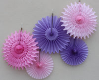 5-Piece Tissue Paper Fans, 13 & 18 Inches - Lavender Pink