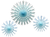 Set of 3 Tissue Paper Snowflakes (15-22 Inch) - MULTIPLE COLOR OPTIONS