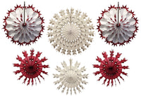 Set of 6 Tissue Paper Snowflakes - 15, 19, 22 Inch - MULTIPLE COLOR OPTIONS