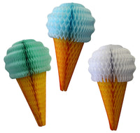 20 Inch Ice Cream Honeycomb Decoration - 3-Pack - ALL COLORS