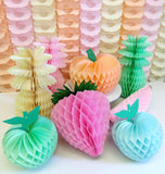 10 Inch Strawberry Decorations - Pink White Mix - Set of 3