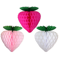 10 Inch Strawberry Decorations - Pink White Mix - Set of 3