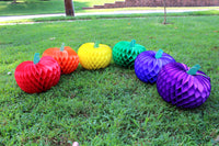 Rainbow Themed 10 Inch Honeycomb Pumpkins (6-Piece)