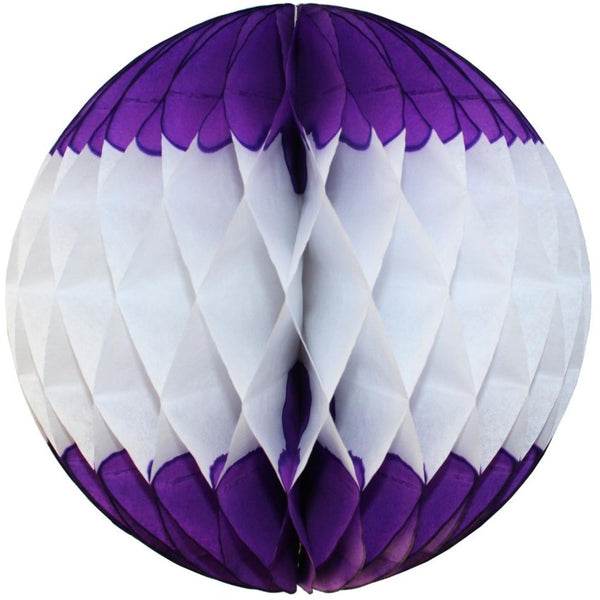 Purple & White Honeycomb Balls, 3-Pack (Assorted Sizes)