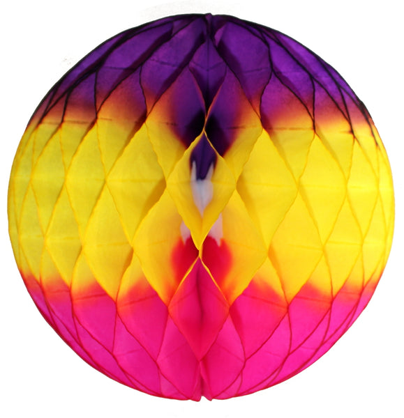 Purple, Yellow, Cerise Honeycomb Balls, 3-Pack (Assorted Sizes)