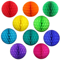 10-Piece Rainbow Themed Honeycomb Balls - MULTIPLE SIZES